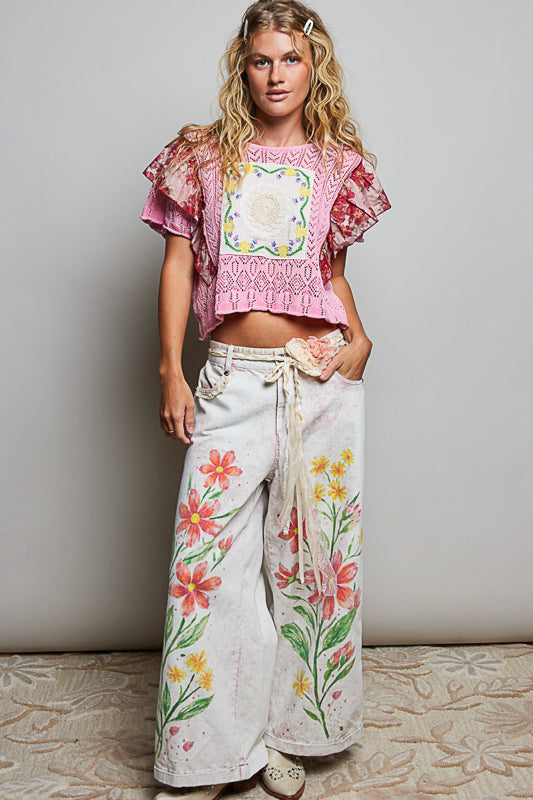 crochet ruffle sleve top