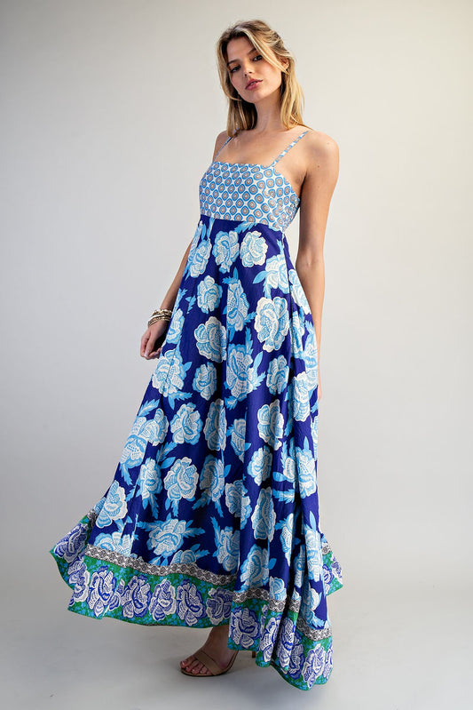 Color block maxi royal blue