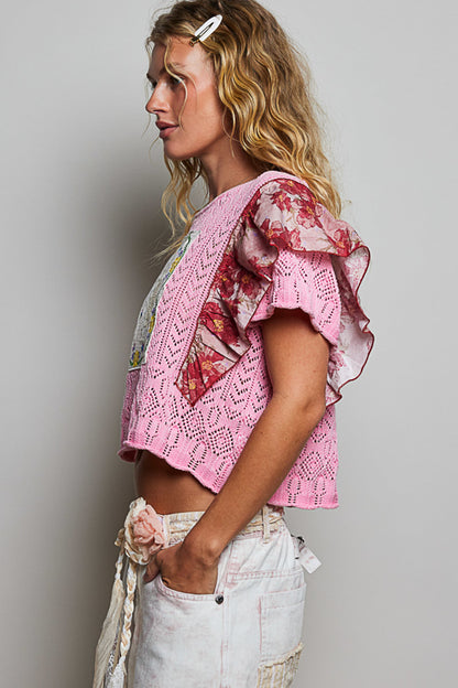 crochet ruffle sleve top