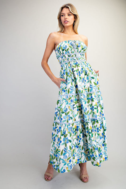 Strapless citrus dress