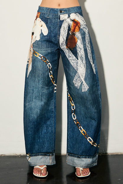 Lace bunny digital jean