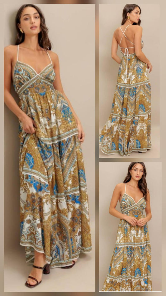 Mustard Maxi with straps on back