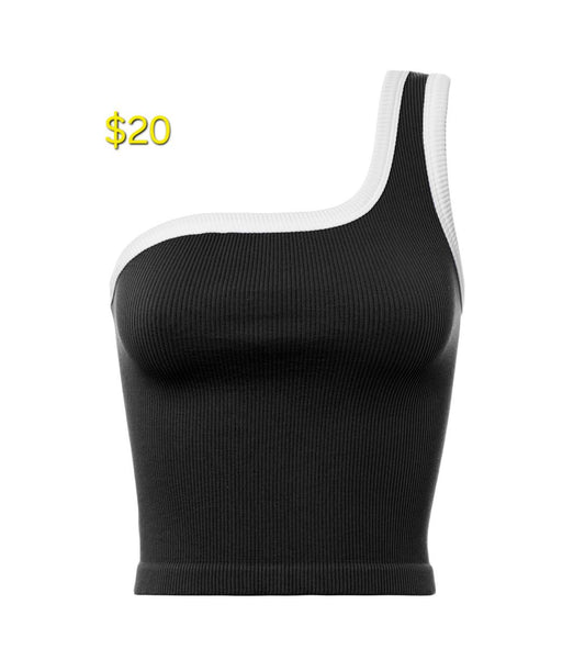 Basic top black with white detail