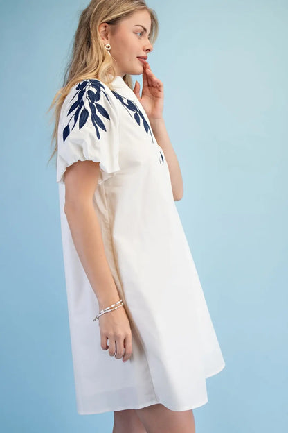 mini white embroided dress